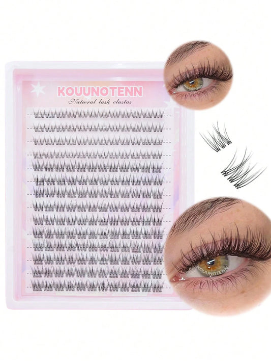 168pcs C-Curl Natural False Eyelashes, Soft Eyelash Clusters, Length 10/11/12mm, Lash Base 5-6mm, Delicate Natural C-Curl, Wide Span, DIY Eyelash Extension, Individual Lashes, Thin Transparent Lash Ba