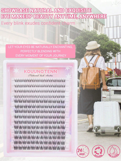 168pcs C-Curl Natural False Eyelashes, Soft Eyelash Clusters, Length 10/11/12mm, Lash Base 5-6mm, Delicate Natural C-Curl, Wide Span, DIY Eyelash Extension, Individual Lashes, Thin Transparent Lash Ba