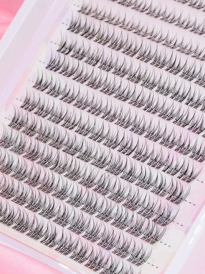 168pcs C-Curl Natural False Eyelashes, Soft Eyelash Clusters, Length 10/11/12mm, Lash Base 5-6mm, Delicate Natural C-Curl, Wide Span, DIY Eyelash Extension, Individual Lashes, Thin Transparent Lash Ba