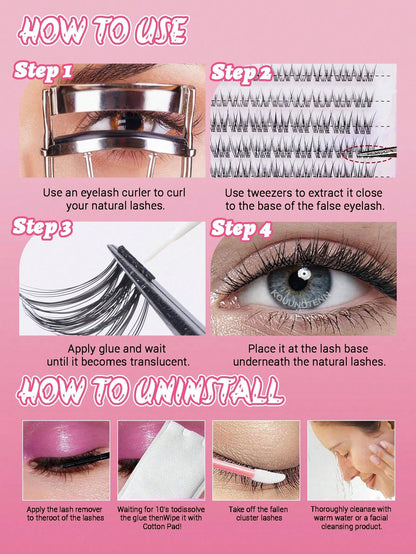 168pcs C-Curl Natural False Eyelashes, Soft Eyelash Clusters, Length 10/11/12mm, Lash Base 5-6mm, Delicate Natural C-Curl, Wide Span, DIY Eyelash Extension, Individual Lashes, Thin Transparent Lash Ba