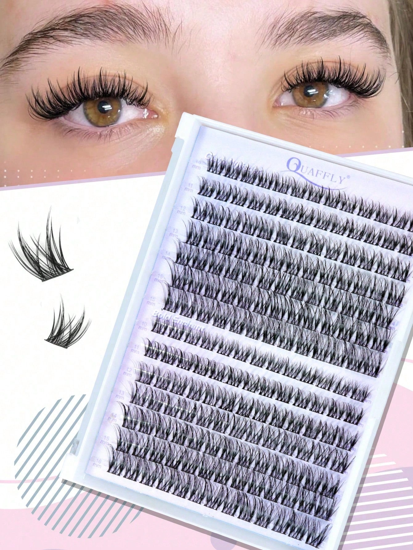 168PCS C-Curl Natural Lash Clusters Clear Band Eyelash Clusters Wispy Lashes Clusters 10-16mm Cluster Eyelash Extensions Individual Lashes DIY Lash Natural Look