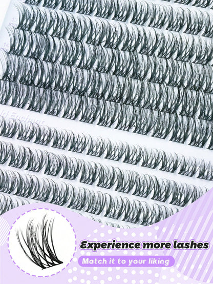 168PCS C-Curl Natural Lash Clusters Clear Band Eyelash Clusters Wispy Lashes Clusters 10-16mm Cluster Eyelash Extensions Individual Lashes DIY Lash Natural Look