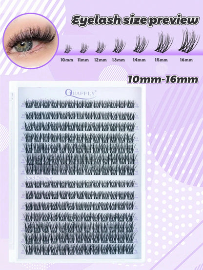 168PCS C-Curl Natural Lash Clusters Clear Band Eyelash Clusters Wispy Lashes Clusters 10-16mm Cluster Eyelash Extensions Individual Lashes DIY Lash Natural Look