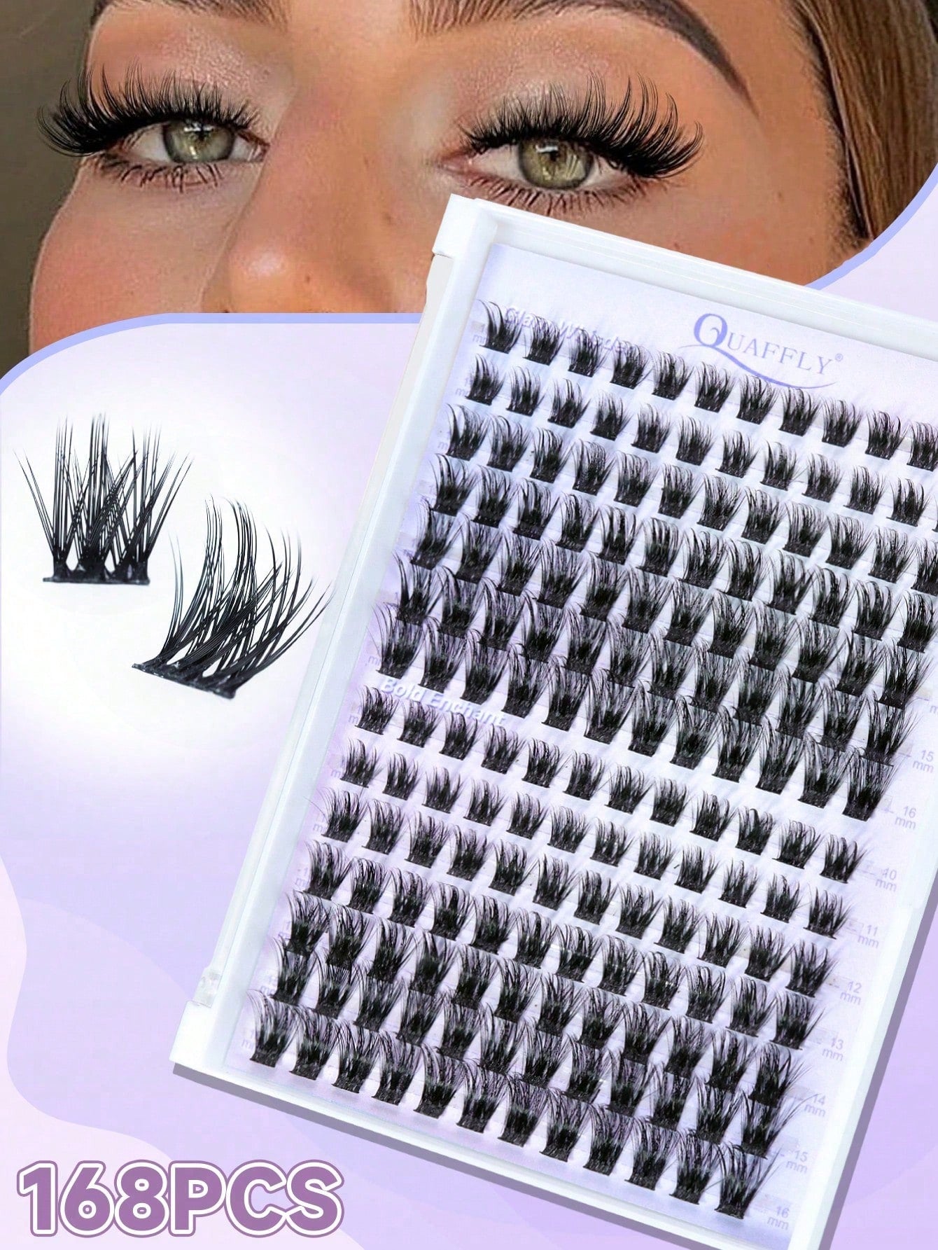 168PCS C-Curl Natural Lash Clusters Clear Band Eyelash Clusters Wispy Lashes Clusters 10-16mm Cluster Eyelash Extensions Individual Lashes DIY Lash Natural Look