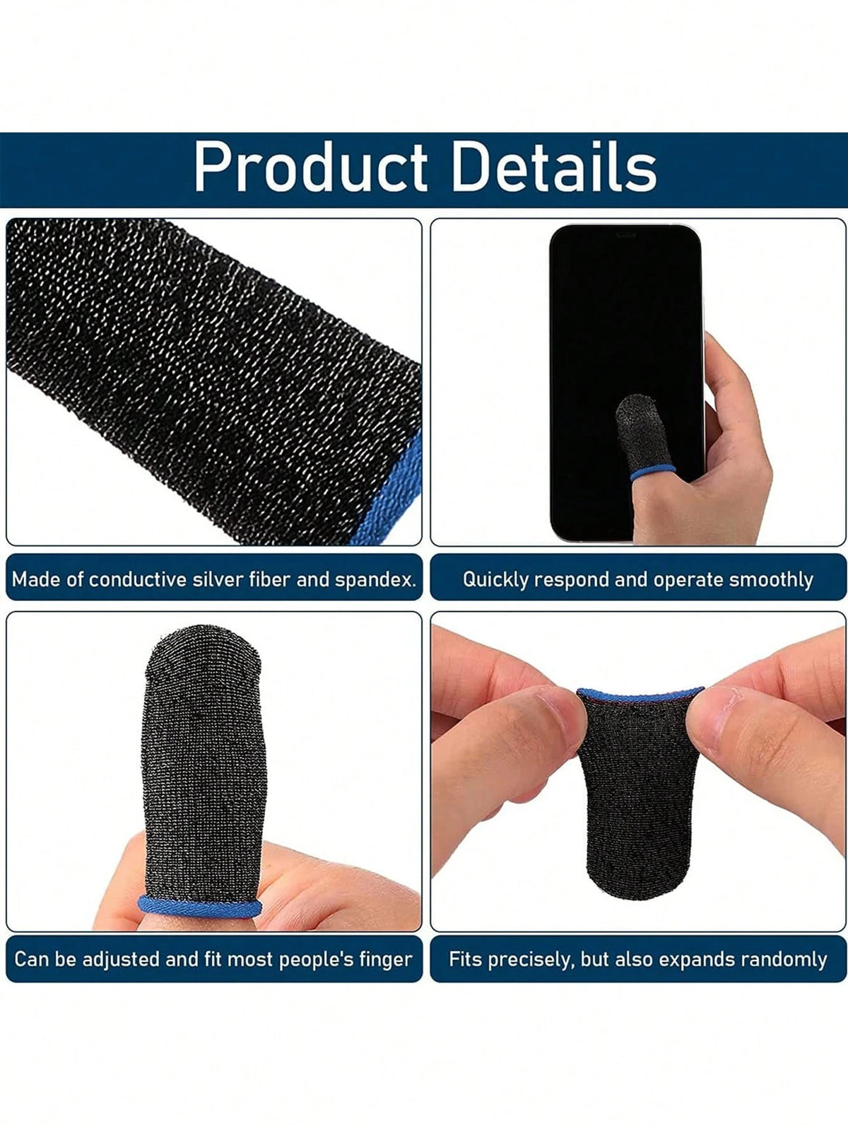 16pcs Breathable Anti-Sweat Gaming Finger Sleeves, Touchscreen Gaming Thumb Gloves- Comfortable & Precise, Enhance Your Gaming Experience