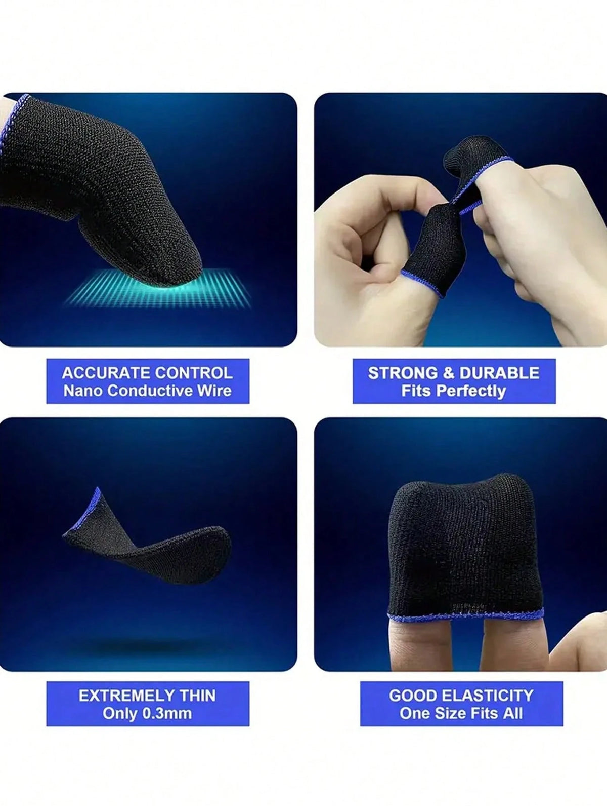 16pcs Breathable Anti-Sweat Gaming Finger Sleeves, Touchscreen Gaming Thumb Gloves- Comfortable & Precise, Enhance Your Gaming Experience