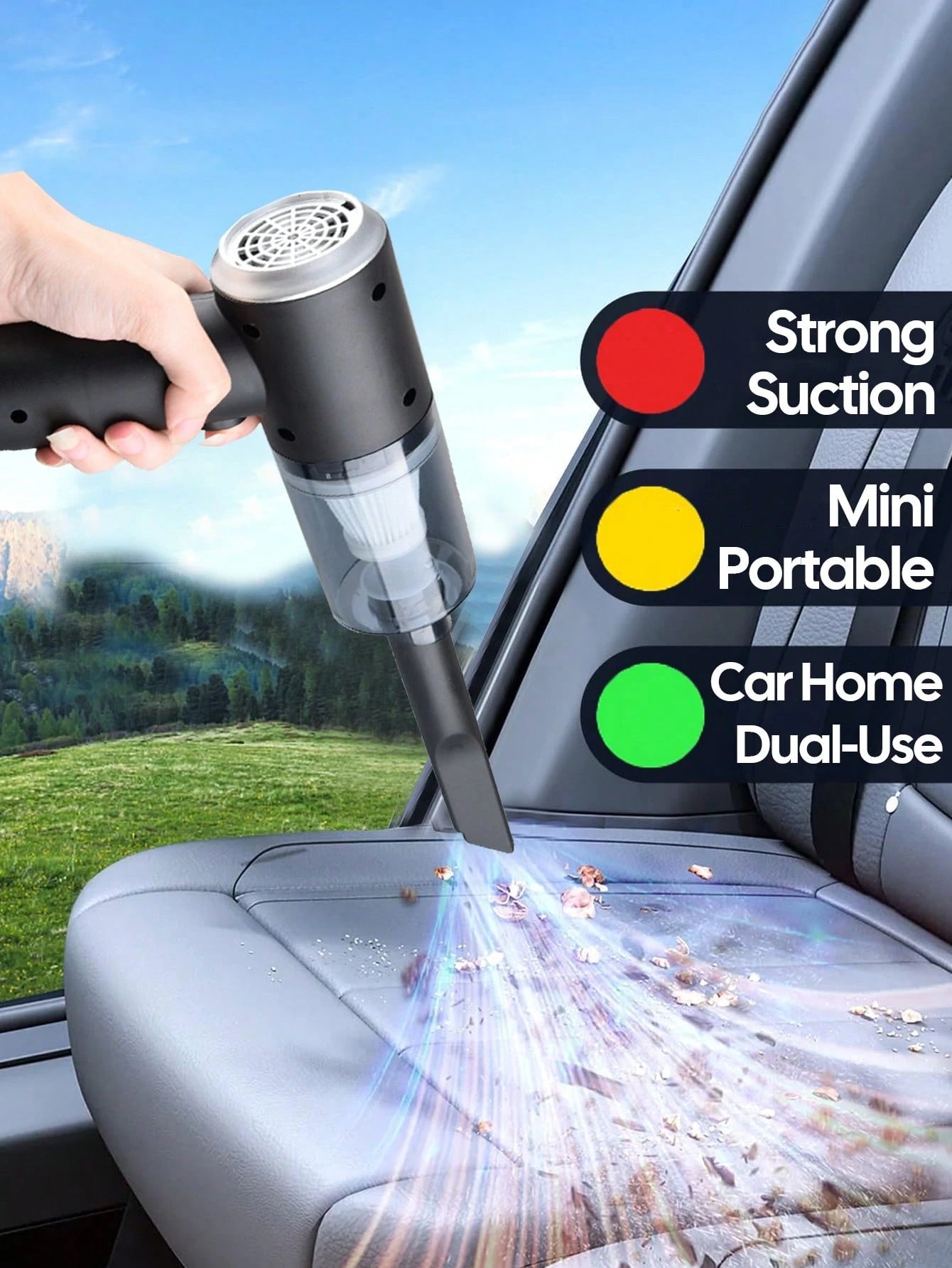 1800mAh Mini Powerful Wireless Car Vacuum Cleaner, Home Cleaning Robot, Blow & Suction Vacuum Cleaner, Suitable For Home, Keyboard, Sofa And Dry & Wet Use