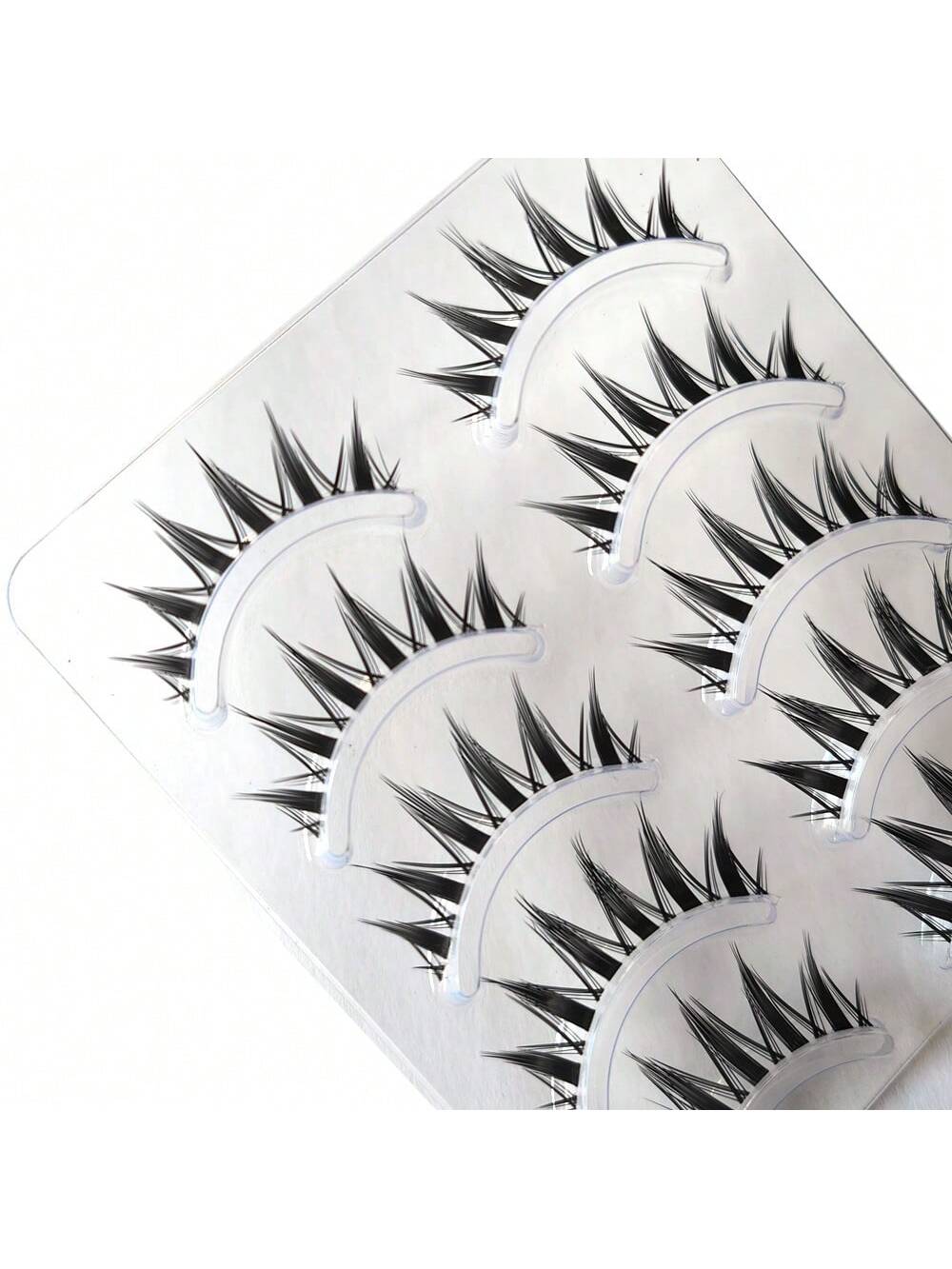 1box 5pairs Natural Style Mixed Blood Feeling False Eyelashes, Transparent Stems Thick Tail Camellia Cartoon Eye Lashes Strip Lashes, Lashes, Eyelashes, Fake Lashes