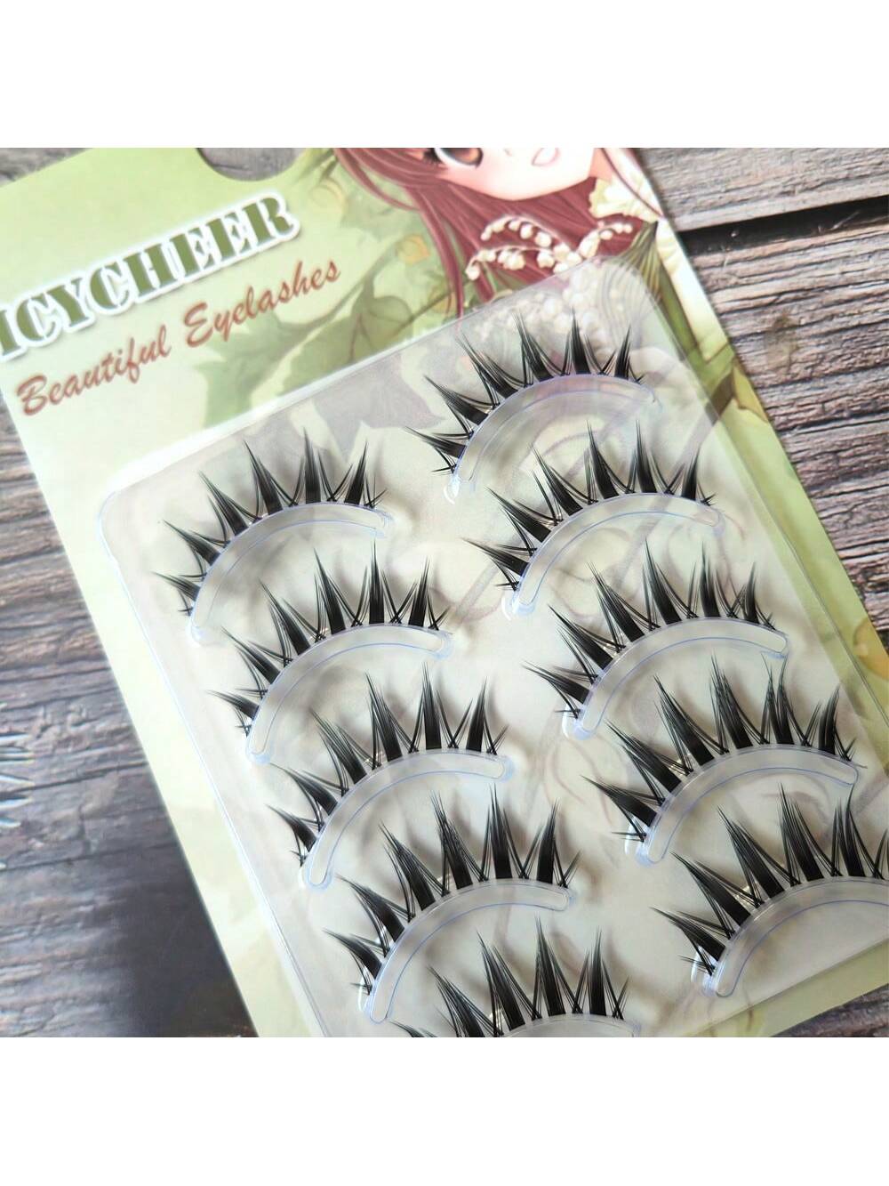 1box 5pairs Natural Style Mixed Blood Feeling False Eyelashes, Transparent Stems Thick Tail Camellia Cartoon Eye Lashes Strip Lashes, Lashes, Eyelashes, Fake Lashes