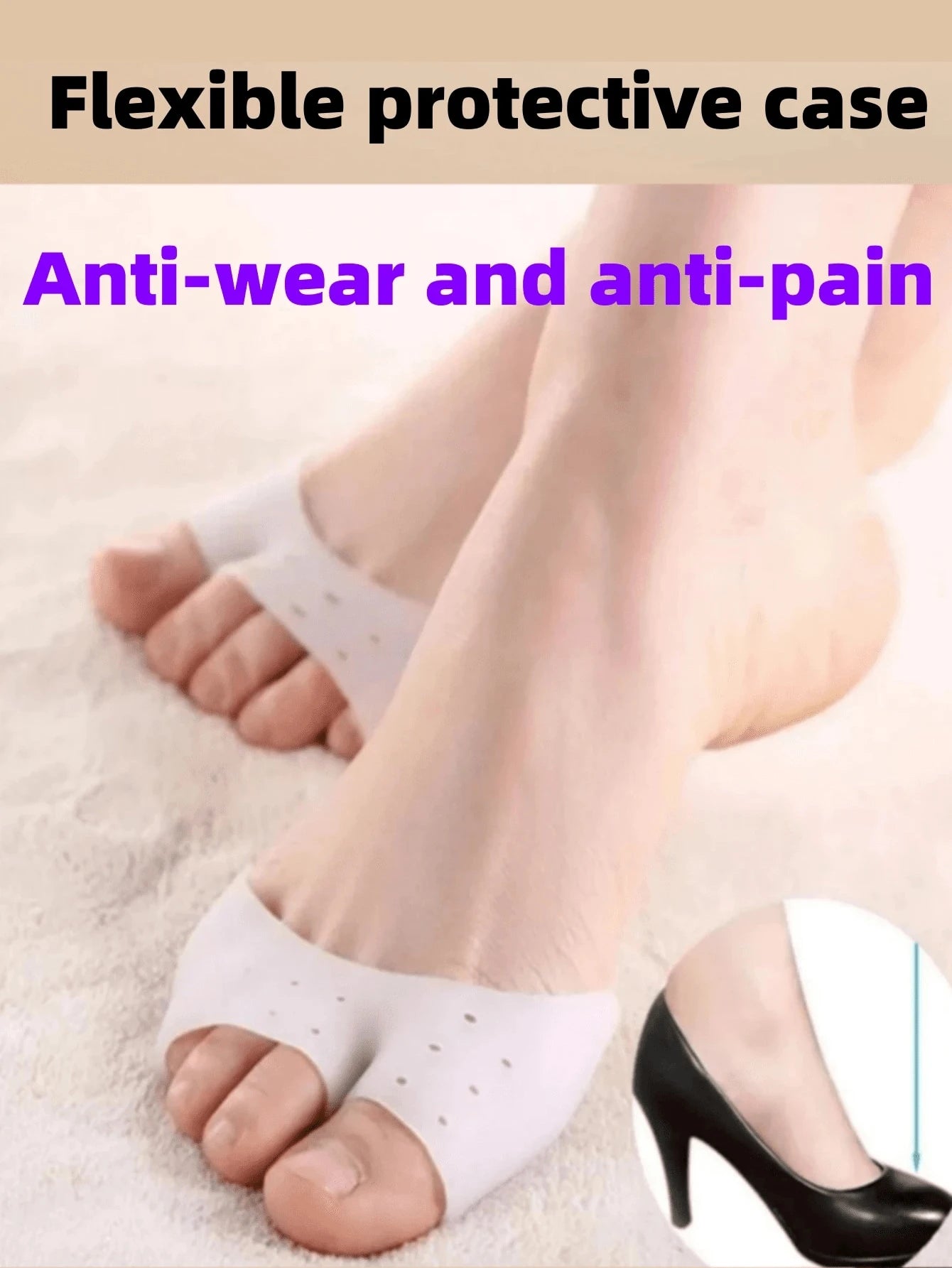 1Pair Unisex White Honeycomb Breathable Silicone Foot Protector Anti-Friction Cushion Pads,Anti-Wear Foot Cushions, Forefoot Cushioning Shoe Supports For Women And Men,Toe Separator,Foot Care,Outdoor,