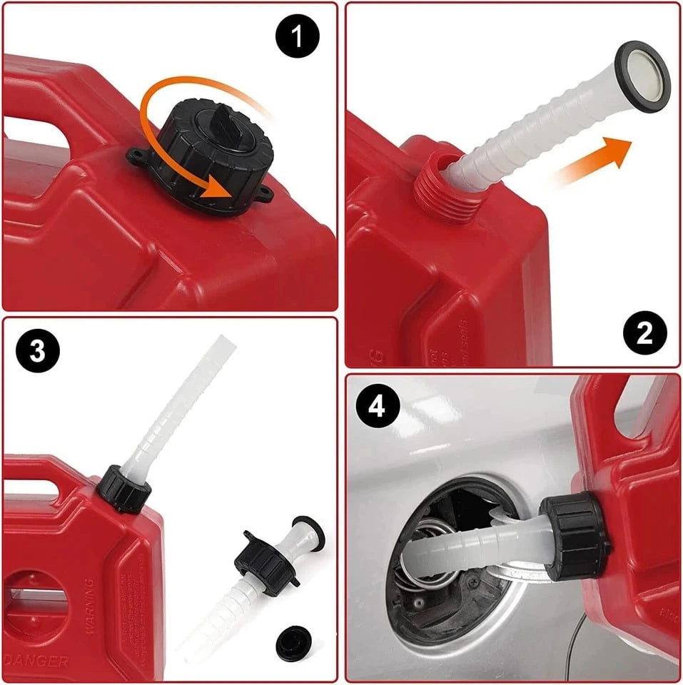 1pc 1.3 Gallon Red Gas Fuel Tank, Durable Plastic Material, ATV/UTV Motorcycle Fuel Storage Can; Bold Red Functional Style, Compact Rectangular Shape With Lockable Cap, Mounting Hardware & Portable Ha