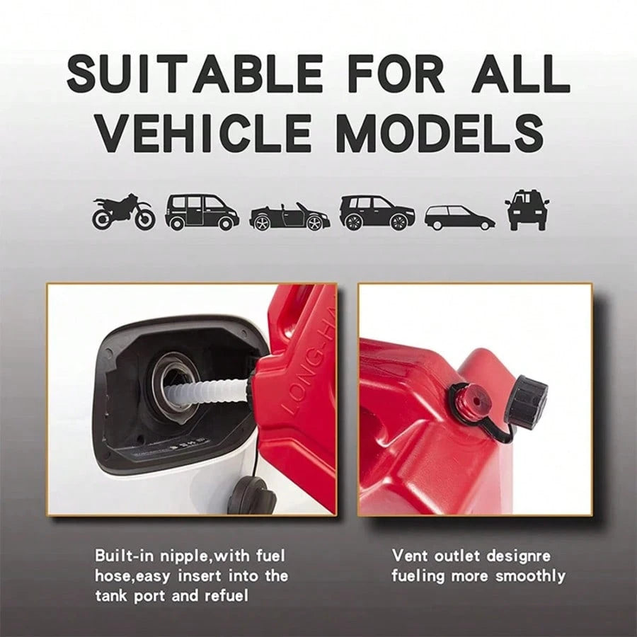 1pc 1.3 Gallon Red Gas Fuel Tank, Durable Plastic Material, ATV/UTV Motorcycle Fuel Storage Can; Bold Red Functional Style, Compact Rectangular Shape With Lockable Cap, Mounting Hardware & Portable Ha