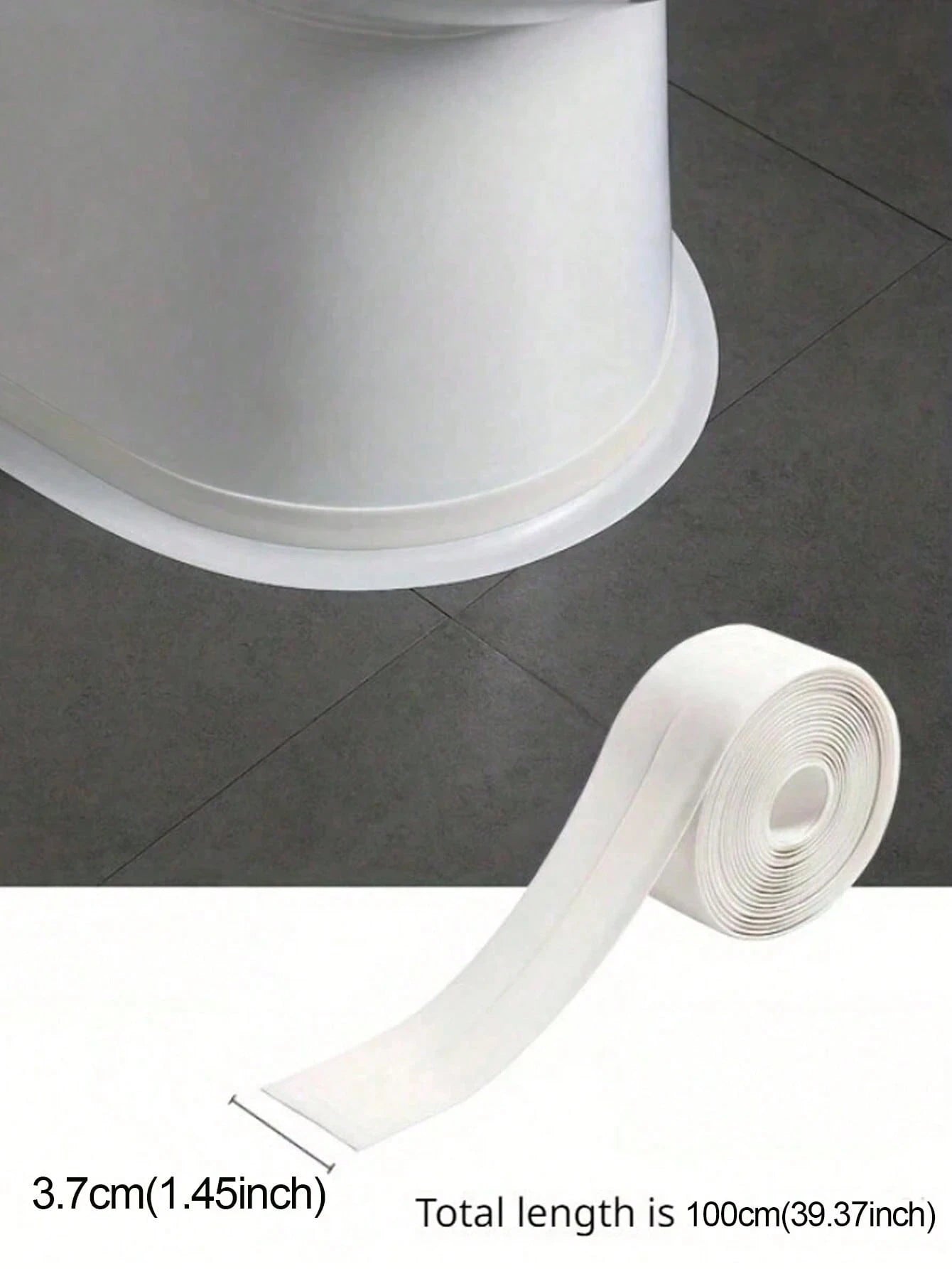 1pc 1.5Inch/3.7cm White Floor Seal Sticker/Sealing Strip/ Waterproof Seal Tape Mold-Proof Tape Beautiful Seam Sealing Tape Waterproof Kitchen Joint Sealing Tape Bathroom Toilet Crack Seal Strip Wall C