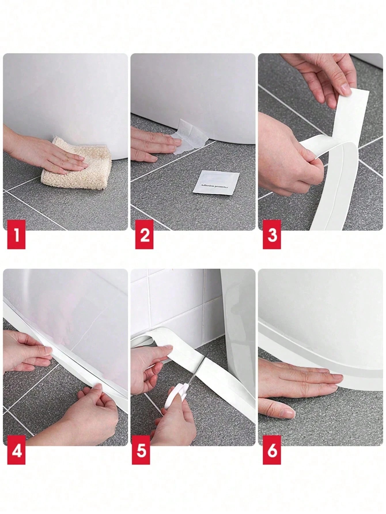 1pc 1.5Inch/3.7cm White Floor Seal Sticker/Sealing Strip/ Waterproof Seal Tape Mold-Proof Tape Beautiful Seam Sealing Tape Waterproof Kitchen Joint Sealing Tape Bathroom Toilet Crack Seal Strip Wall C