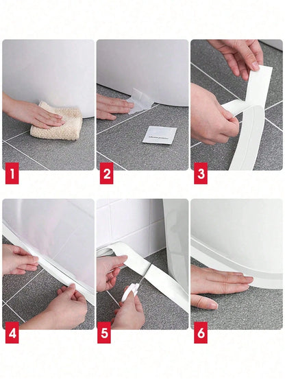 1pc 1.5Inch/3.7cm White Floor Seal Sticker/Sealing Strip/ Waterproof Seal Tape Mold-Proof Tape Beautiful Seam Sealing Tape Waterproof Kitchen Joint Sealing Tape Bathroom Toilet Crack Seal Strip Wall C