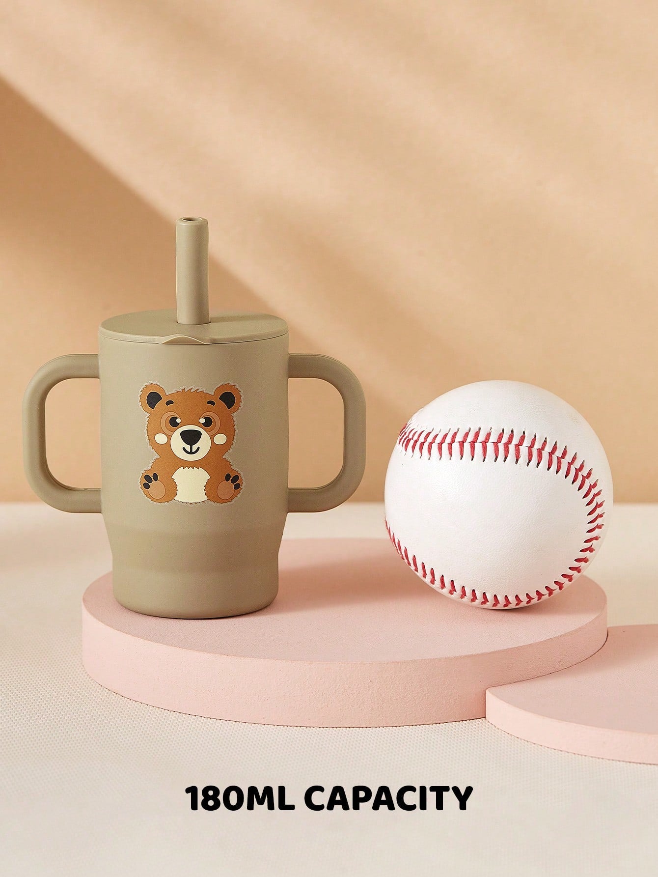 1pc 180ml/5oz Anti-Choke Straw Cup, Silicone Baby Training Cup For 6 Months- 3 Years Old, Leak-Proof Anti-Fall Anti-Slip Dual Handles, Soft Straw Lid, 360° Drinking, Growth Training Water Cup