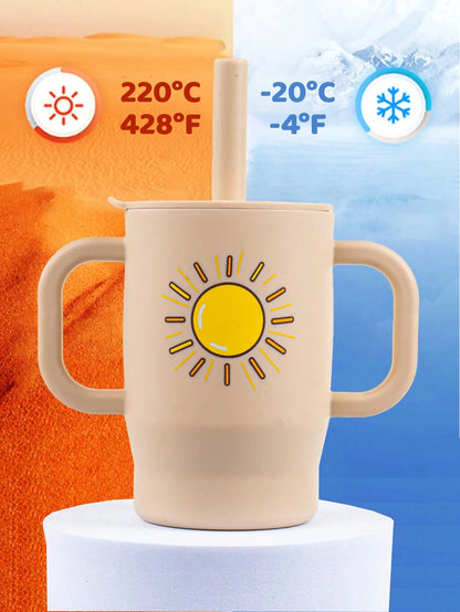 1pc 180ml/5oz Anti-Choke Straw Cup, Silicone Baby Training Cup For 6 Months- 3 Years Old, Leak-Proof Anti-Fall Anti-Slip Dual Handles, Soft Straw Lid, 360° Drinking, Growth Training Water Cup