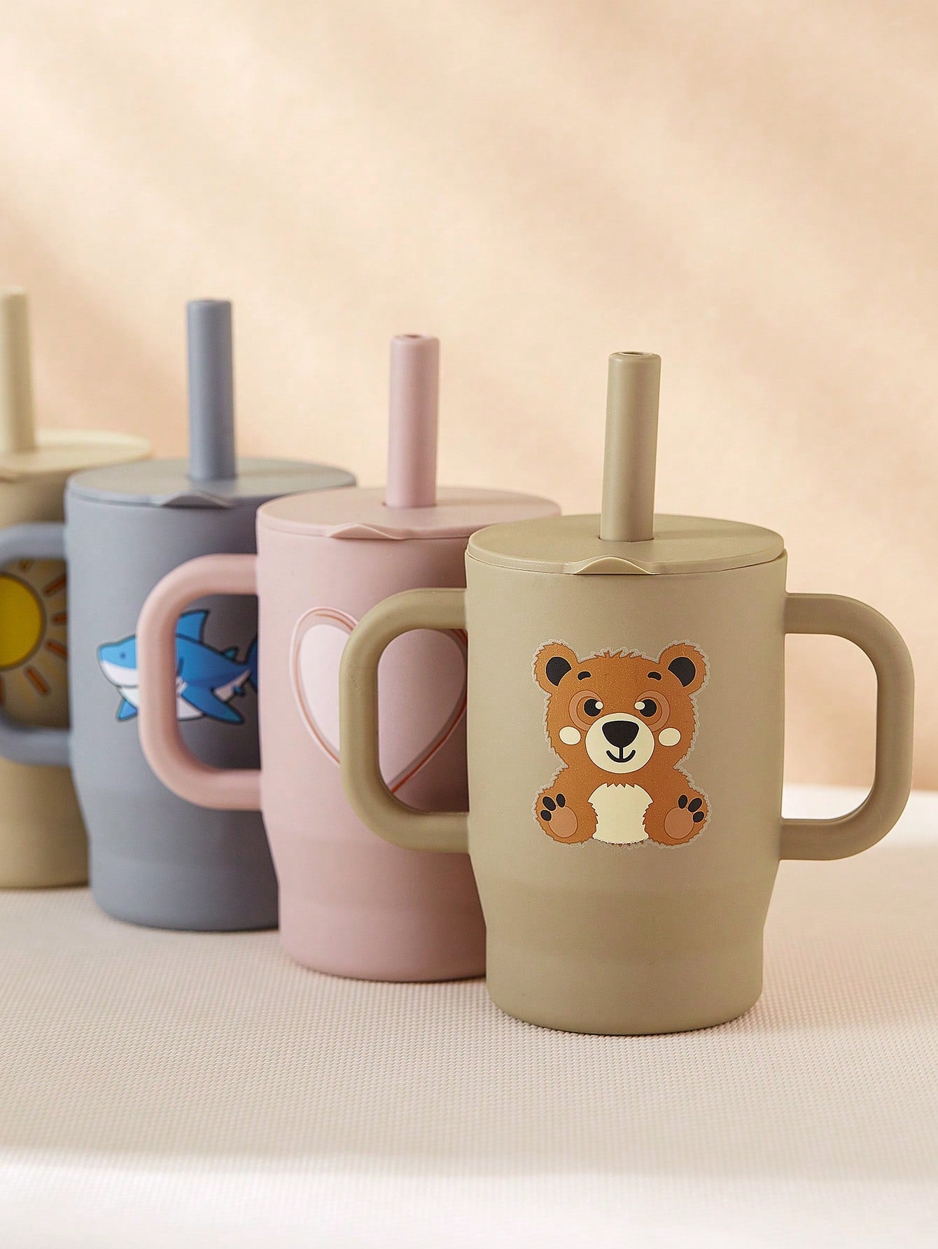 1pc 180ml/5oz Anti-Choke Straw Cup, Silicone Baby Training Cup For 6 Months- 3 Years Old, Leak-Proof Anti-Fall Anti-Slip Dual Handles, Soft Straw Lid, 360° Drinking, Growth Training Water Cup