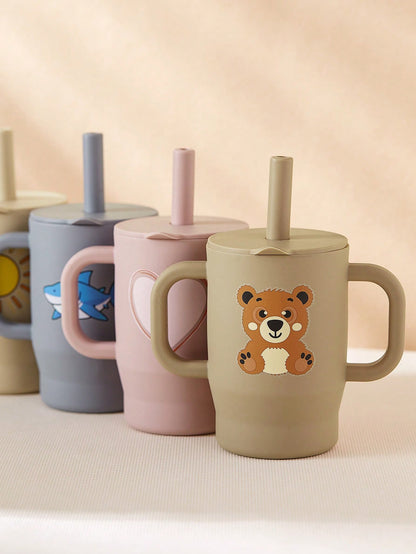 1pc 180ml/5oz Anti-Choke Straw Cup, Silicone Baby Training Cup For 6 Months- 3 Years Old, Leak-Proof Anti-Fall Anti-Slip Dual Handles, Soft Straw Lid, 360° Drinking, Growth Training Water Cup