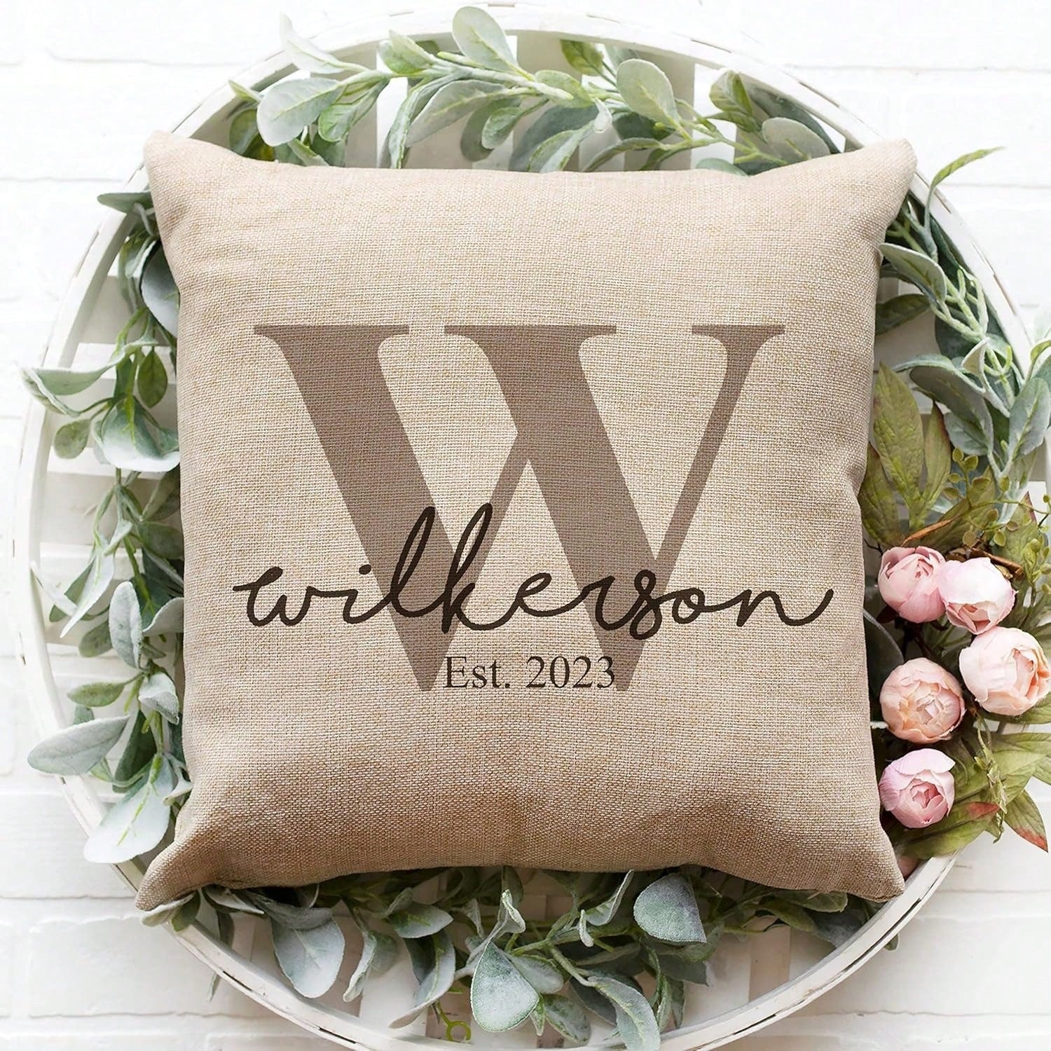 1PC 18x18 Inch Personalized Monogram Throw Pillow Cushion Cover For Home Decor (Cover Only)
