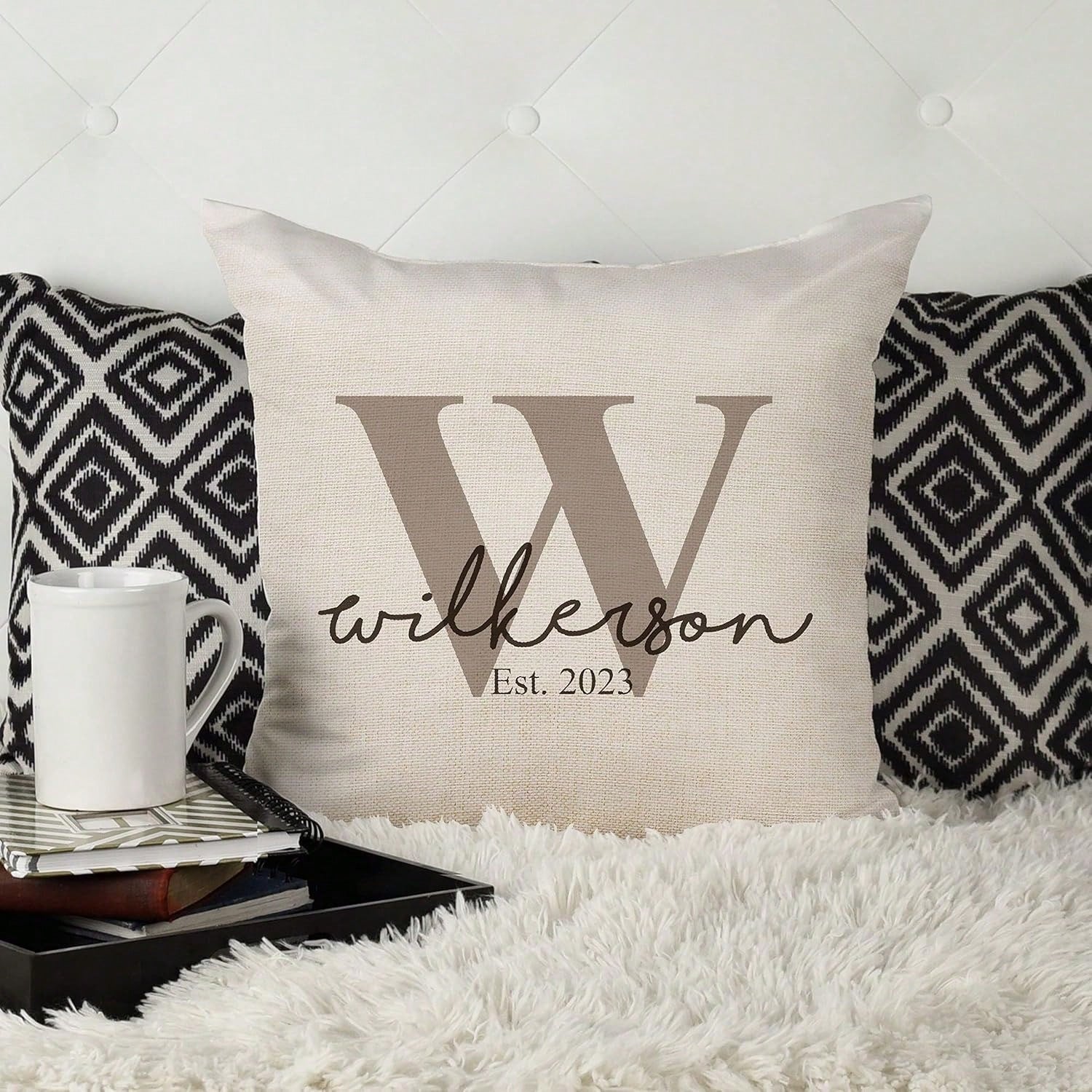 1PC 18x18 Inch Personalized Monogram Throw Pillow Cushion Cover For Home Decor (Cover Only)
