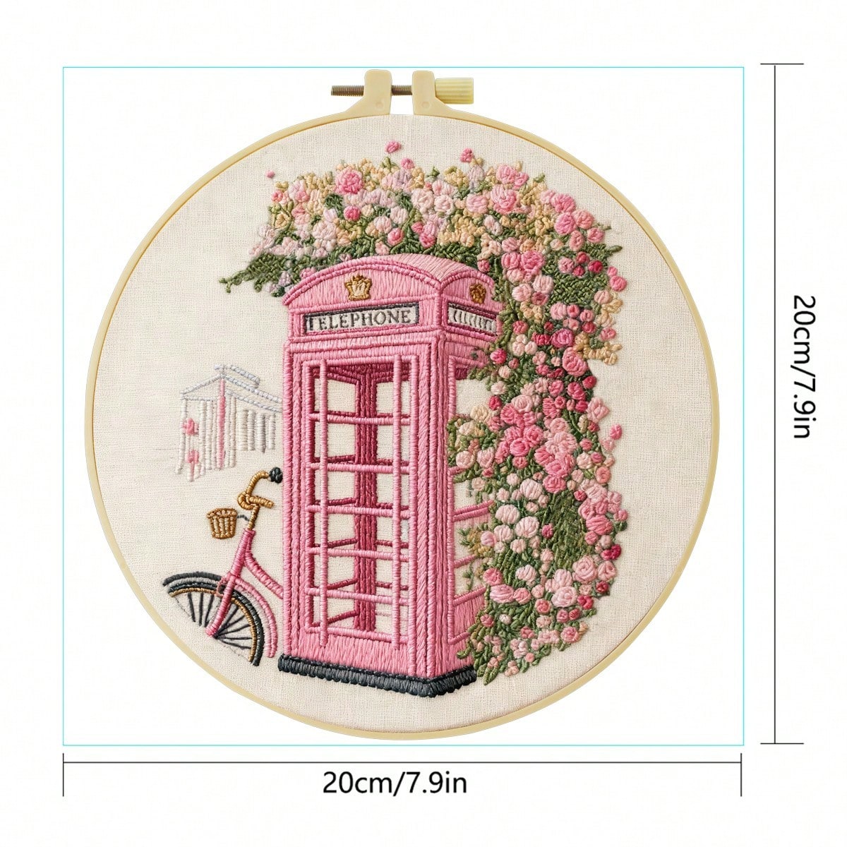 1PC 20*20cm/7.9*7.9in,Vintage Architecture Embroidery Kit, DIY Handmade Embroidery Set For Adult Beginners, Home Gift, Women's Sewing Gift, Including User Manual, Printed Pattern Fabric, Embroidery Fr