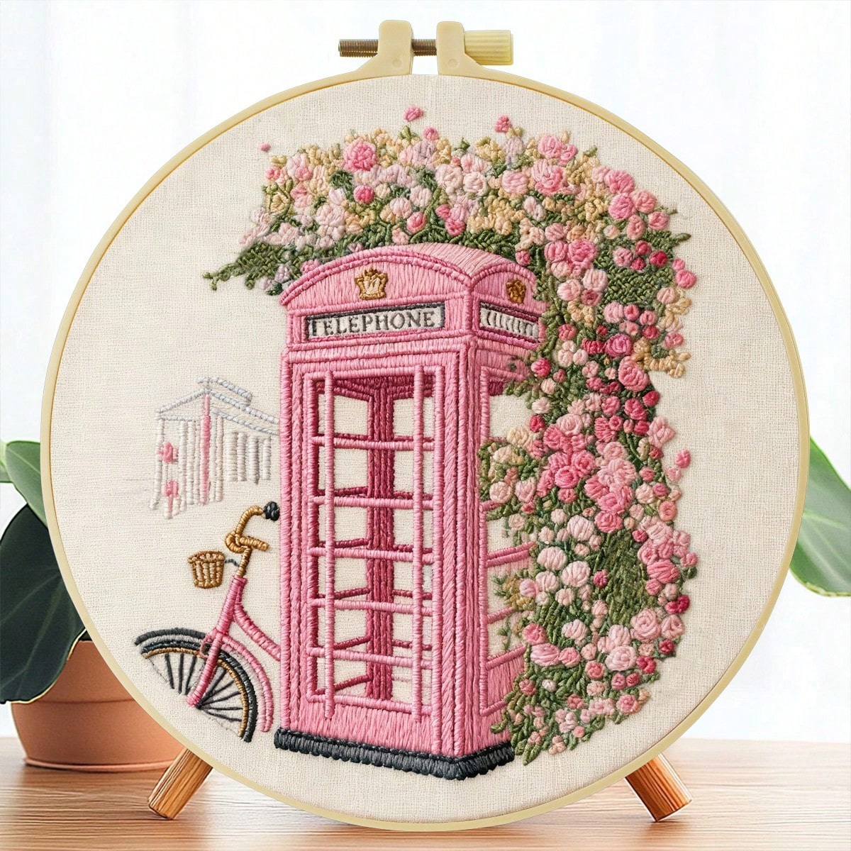1PC 20*20cm/7.9*7.9in,Vintage Architecture Embroidery Kit, DIY Handmade Embroidery Set For Adult Beginners, Home Gift, Women's Sewing Gift, Including User Manual, Printed Pattern Fabric, Embroidery Fr