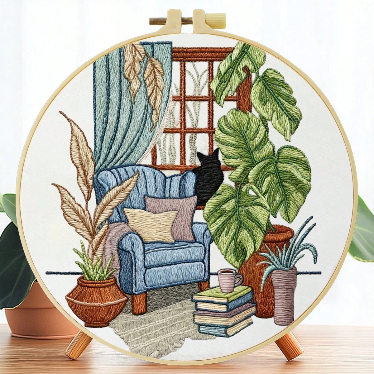 1PC 20*20cm/7.9*7.9in,Vintage Architecture Embroidery Kit, DIY Handmade Embroidery Set For Adult Beginners, Home Gift, Women's Sewing Gift, Including User Manual, Printed Pattern Fabric, Embroidery Fr