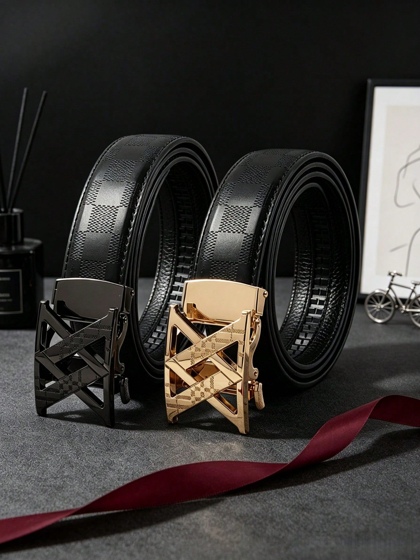 1pc 2026 New Fashion Men's Belt, Classic Letter Design, Premium Alloy Automatic Buckle, Paired With High-Quality PU Leather Strap, Lightweight Business Style, Perfect Gift Choice