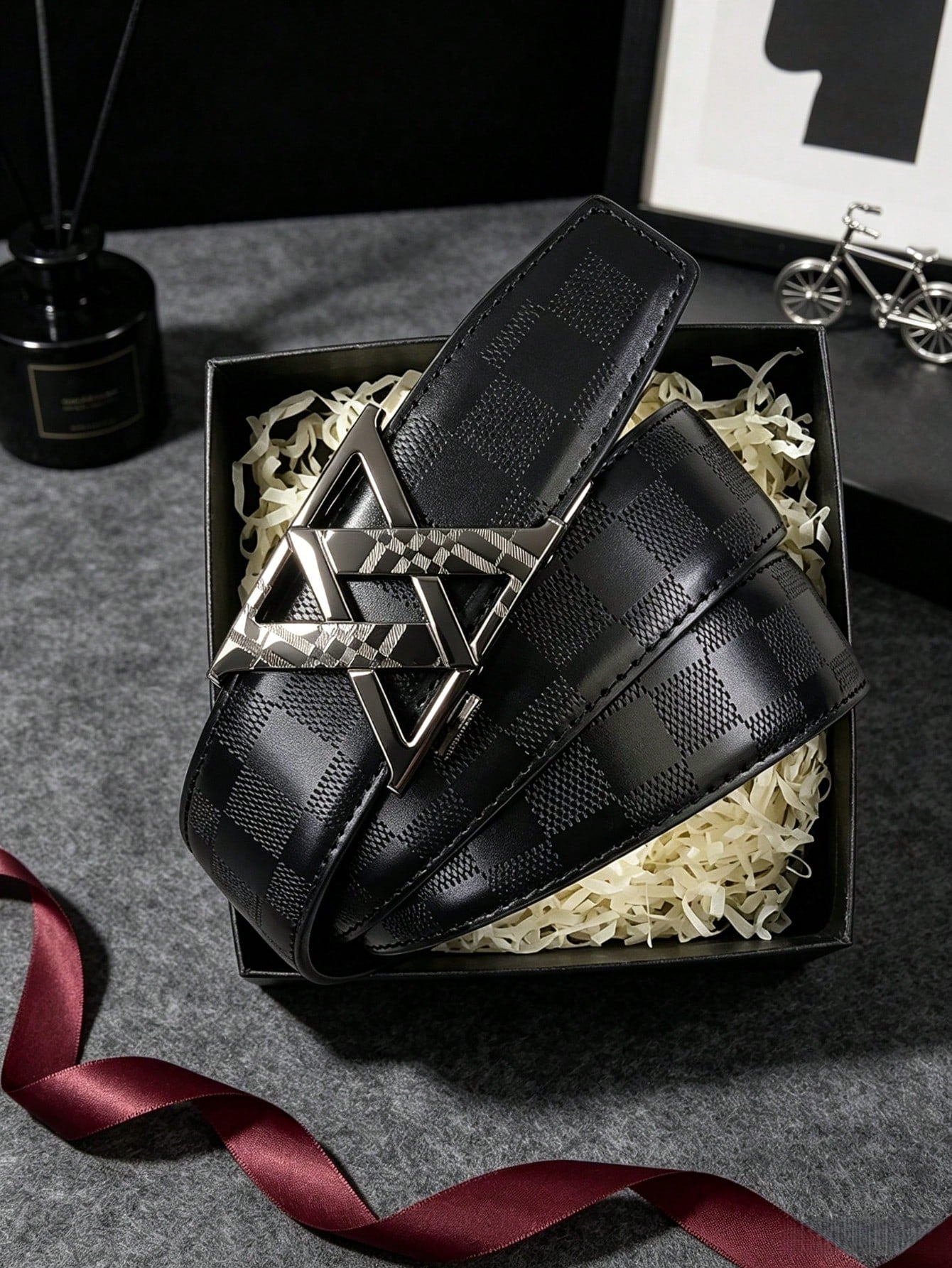 1pc 2026 New Fashion Men's Belt, Classic Letter Design, Premium Alloy Automatic Buckle, Paired With High-Quality PU Leather Strap, Lightweight Business Style, Perfect Gift Choice