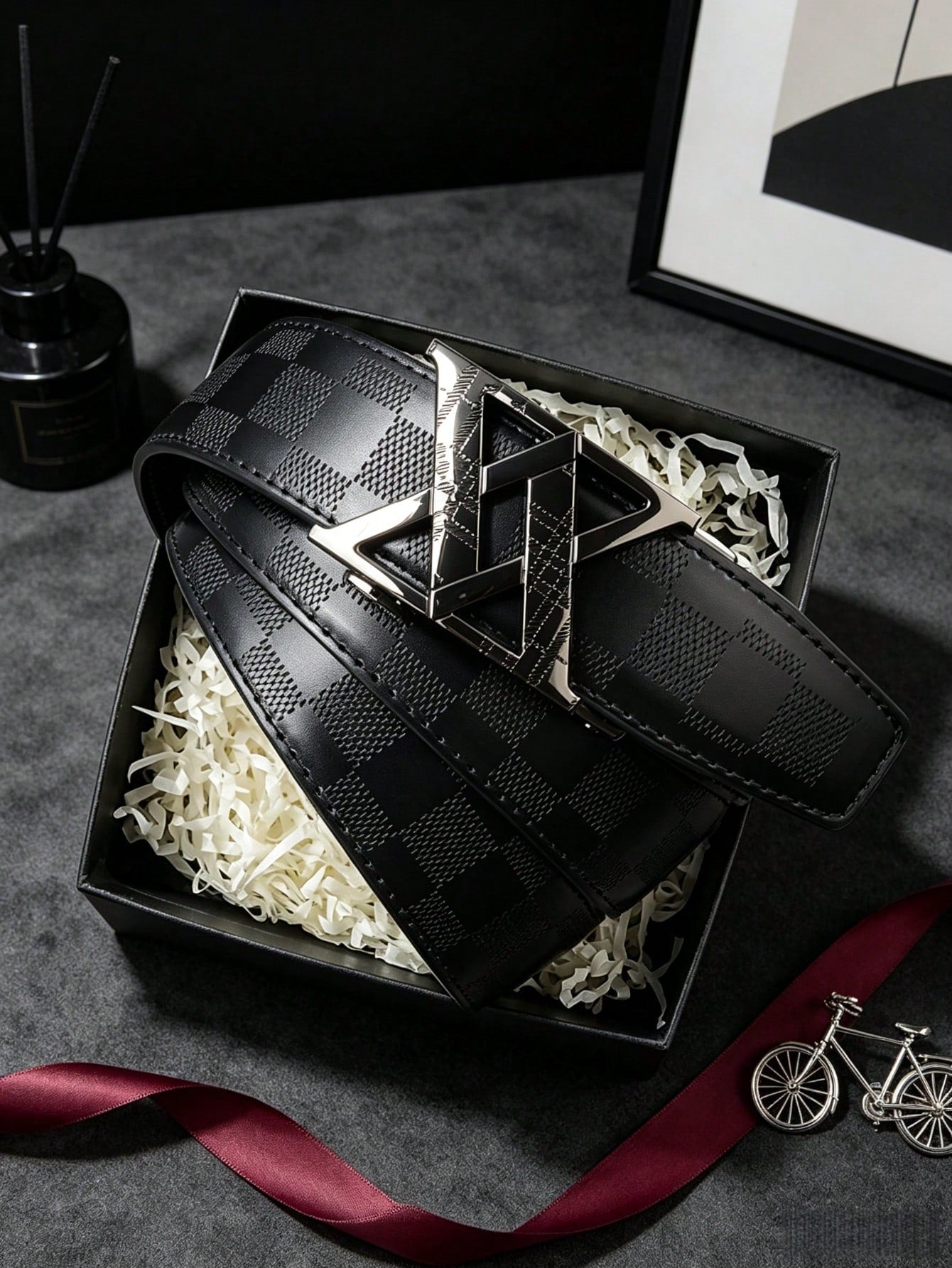 1pc 2026 New Fashion Men's Belt, Classic Letter Design, Premium Alloy Automatic Buckle, Paired With High-Quality PU Leather Strap, Lightweight Business Style, Perfect Gift Choice