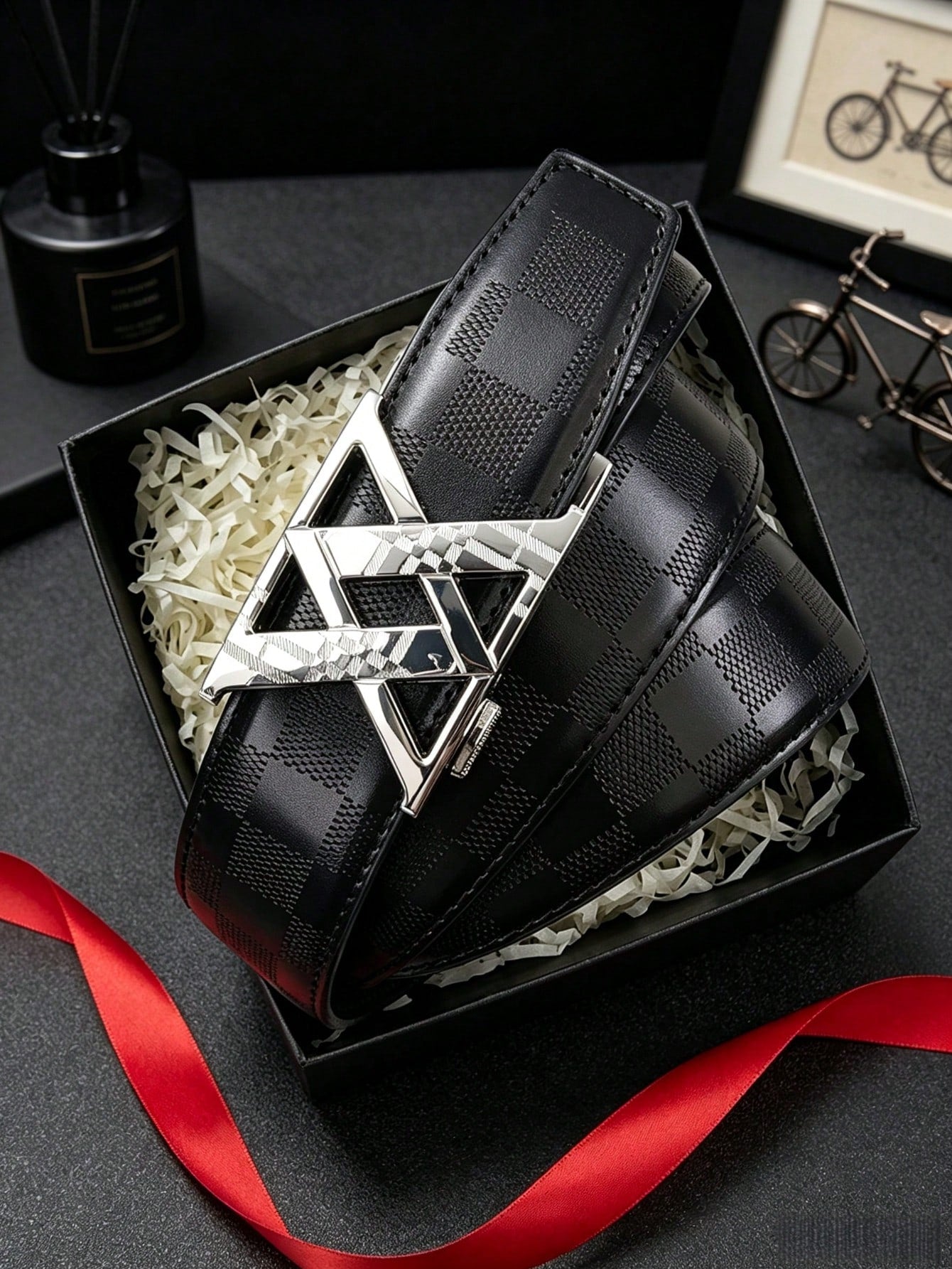1pc 2026 New Fashion Men's Belt, Classic Letter Design, Premium Alloy Automatic Buckle, Paired With High-Quality PU Leather Strap, Lightweight Business Style, Perfect Gift Choice