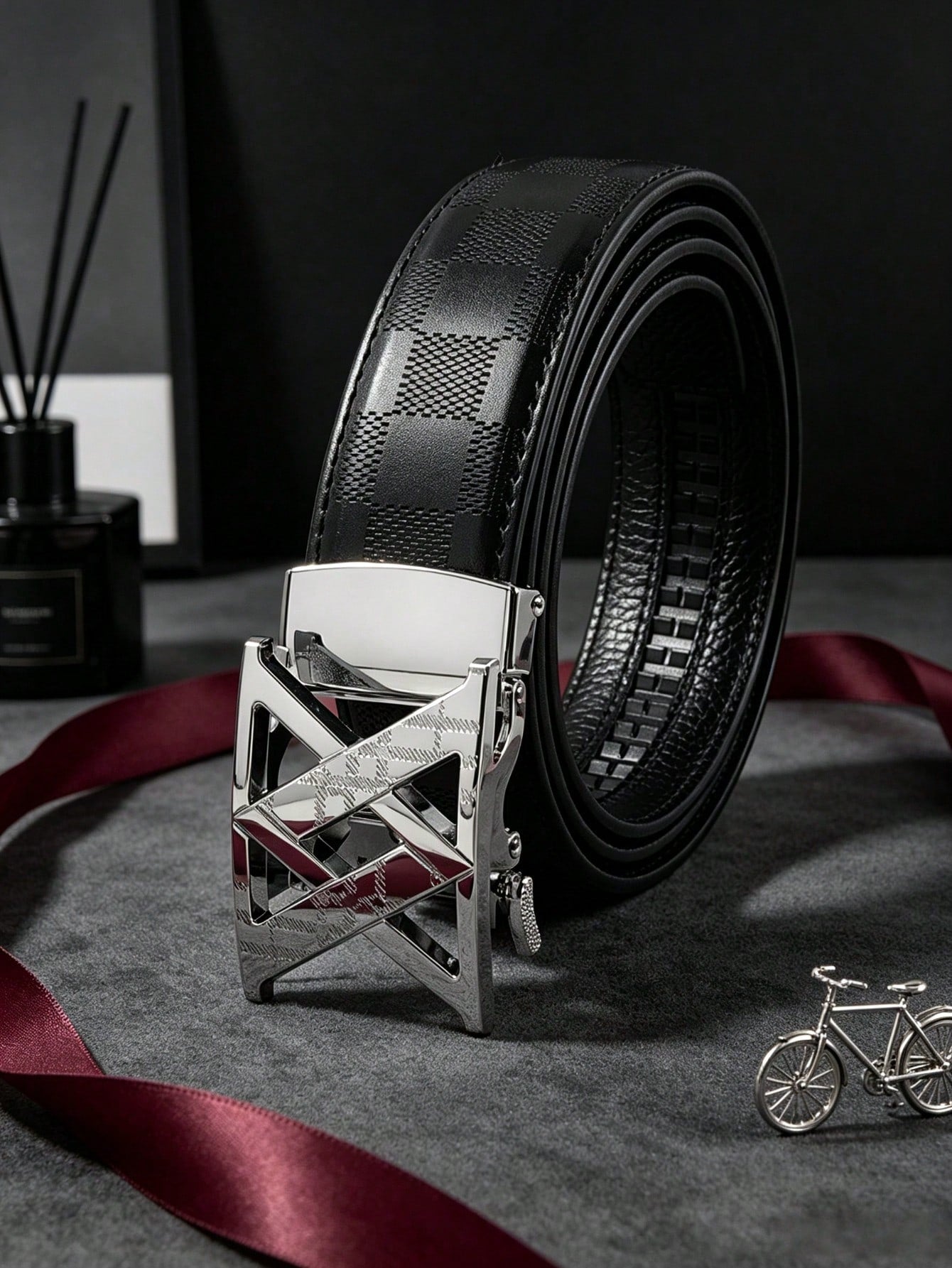 1pc 2026 New Fashion Men's Belt, Classic Letter Design, Premium Alloy Automatic Buckle, Paired With High-Quality PU Leather Strap, Lightweight Business Style, Perfect Gift Choice
