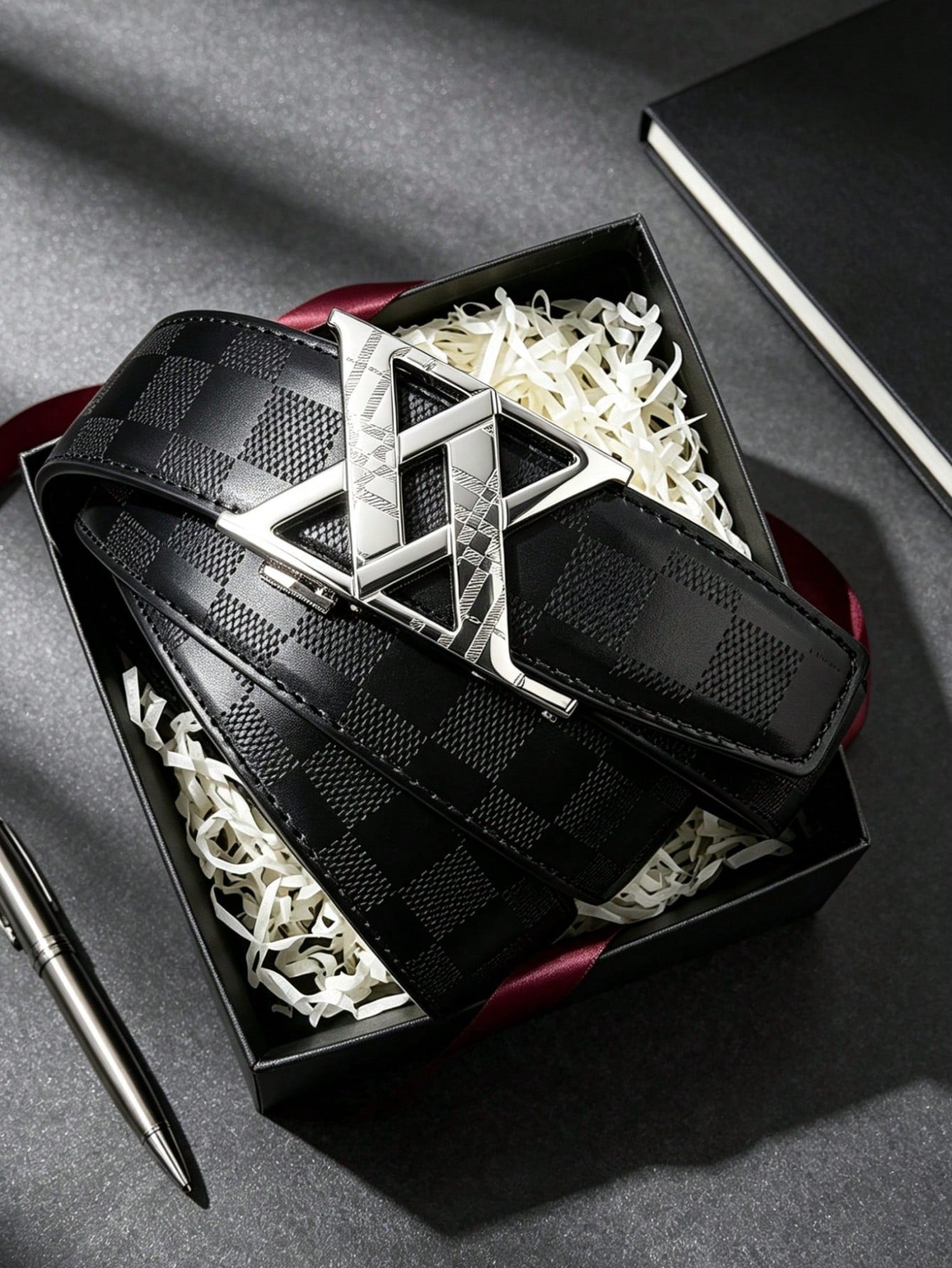 1pc 2026 New Fashion Men's Belt, Classic Letter Design, Premium Alloy Automatic Buckle, Paired With High-Quality PU Leather Strap, Lightweight Business Style, Perfect Gift Choice