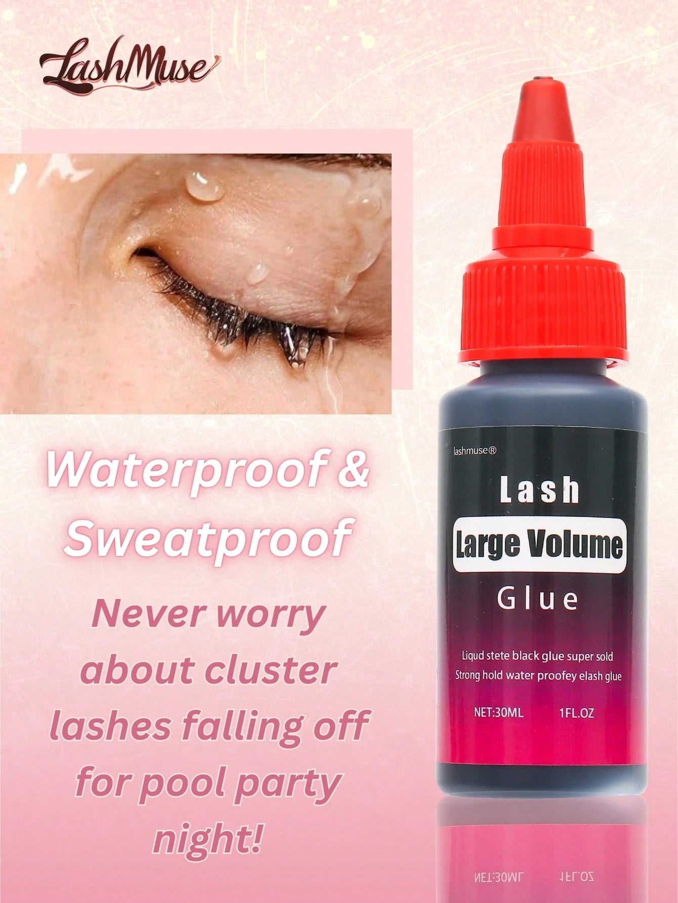 1pc/2pcs 30ml Lash Glue, Cluster Lash Adhesive, Fast-Drying Waterproof Eyelash Glue, Long-Lasting DIY Lash Extension Glue For Individual Lashes, False Lashes, Beginner-Friendly, Party, Wedding, Daily