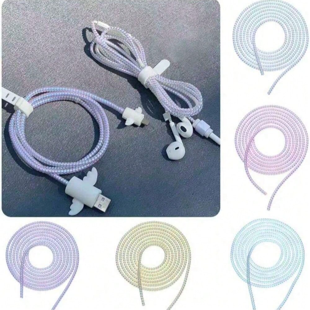 1pc/2pcs/3pcs/4pcs/5pcs Random Color Spiral Cable Protector, Charger Cable Protector Data Cable Protector Sleeve Charger Cap, Earphone Cable Protector Suitable For Phone Earphone USB Data Cable Charge