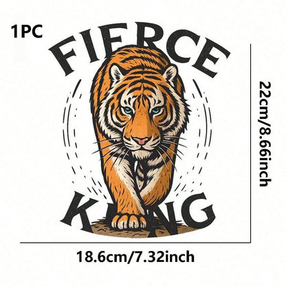 1pc/2pcs/3pcs Bold Tiger Pattern Heat Transfer Stickers, Suitable For DIY T-Shirts, Jeans, Pillows, Backpacks, Hats And Sofa Covers, Waterproof, Fade-Resistant, Durable, Washable Plastic Stickers, Fun