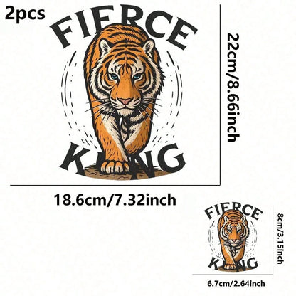 1pc/2pcs/3pcs Bold Tiger Pattern Heat Transfer Stickers, Suitable For DIY T-Shirts, Jeans, Pillows, Backpacks, Hats And Sofa Covers, Waterproof, Fade-Resistant, Durable, Washable Plastic Stickers, Fun