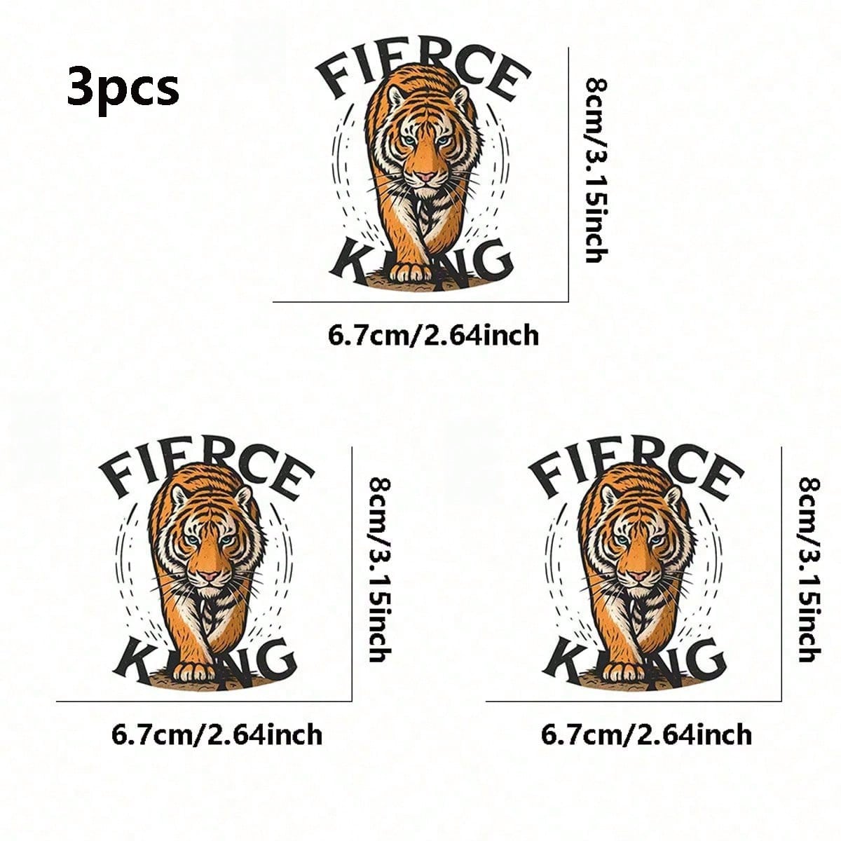 1pc/2pcs/3pcs Bold Tiger Pattern Heat Transfer Stickers, Suitable For DIY T-Shirts, Jeans, Pillows, Backpacks, Hats And Sofa Covers, Waterproof, Fade-Resistant, Durable, Washable Plastic Stickers, Fun