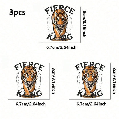 1pc/2pcs/3pcs Bold Tiger Pattern Heat Transfer Stickers, Suitable For DIY T-Shirts, Jeans, Pillows, Backpacks, Hats And Sofa Covers, Waterproof, Fade-Resistant, Durable, Washable Plastic Stickers, Fun