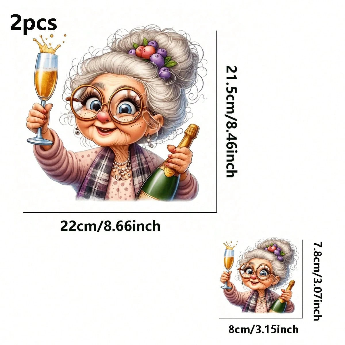 1pc/2pcs/3pcs Cartoon Grandma Pattern Heat Transfer Stickers, Suitable For DIY T-Shirts, Jeans, Pillows, Backpacks, Hats And Sofa Covers, Waterproof, Fade-Resistant, Durable, Washable Plastic Stickers