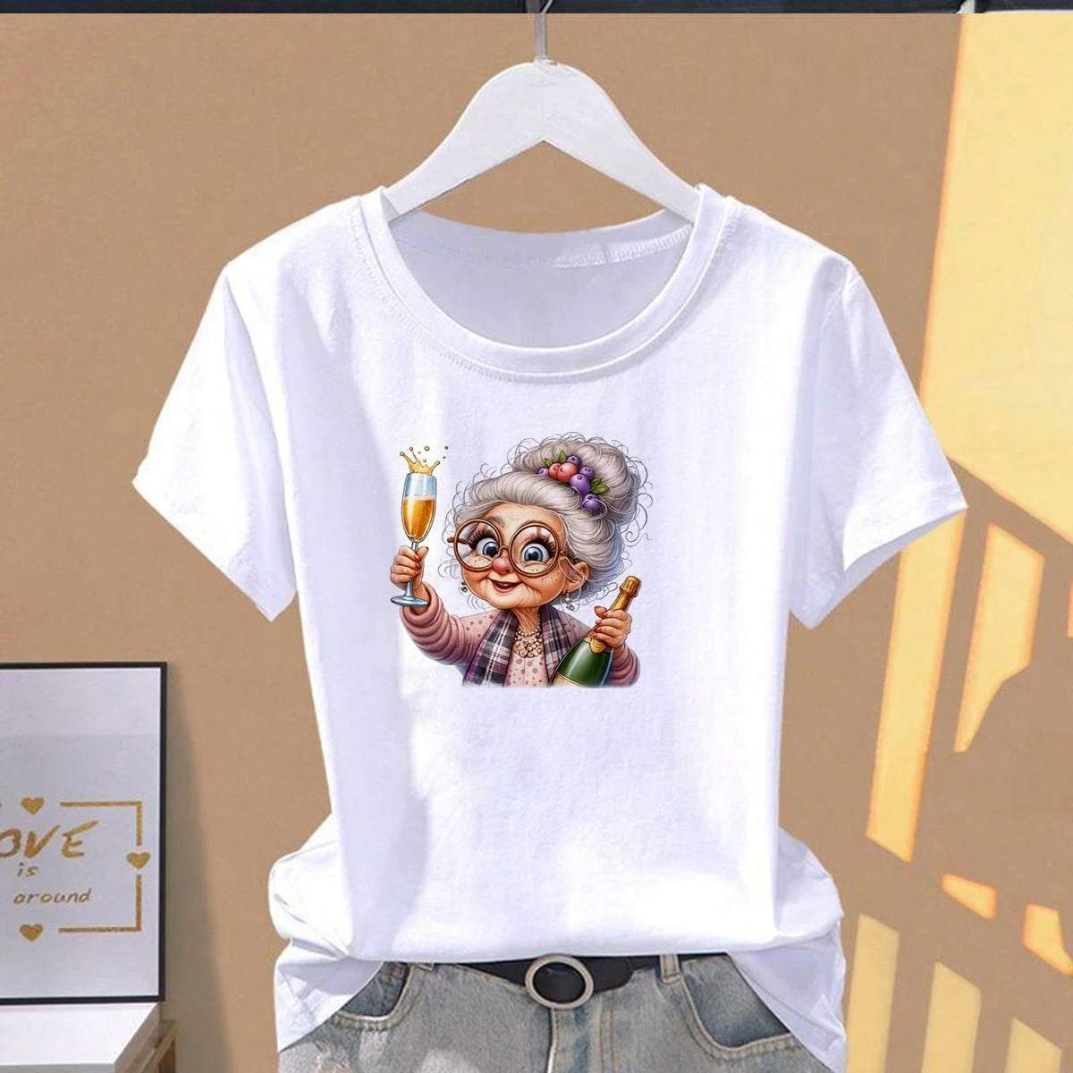 1pc/2pcs/3pcs Cartoon Grandma Pattern Heat Transfer Stickers, Suitable For DIY T-Shirts, Jeans, Pillows, Backpacks, Hats And Sofa Covers, Waterproof, Fade-Resistant, Durable, Washable Plastic Stickers