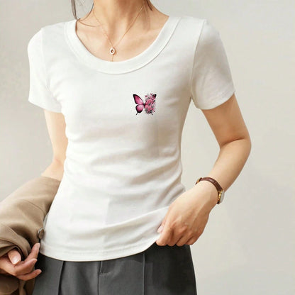 1pc/2pcs/3pcs Pink Butterfly & Floral Pattern Heat Transfer Stickers For DIY T-Shirts, Jeans, Pillows, Backpacks, Hats And Sofa Covers, Waterproof, Fade-Resistant, Durable, Washable Plastic Stickers