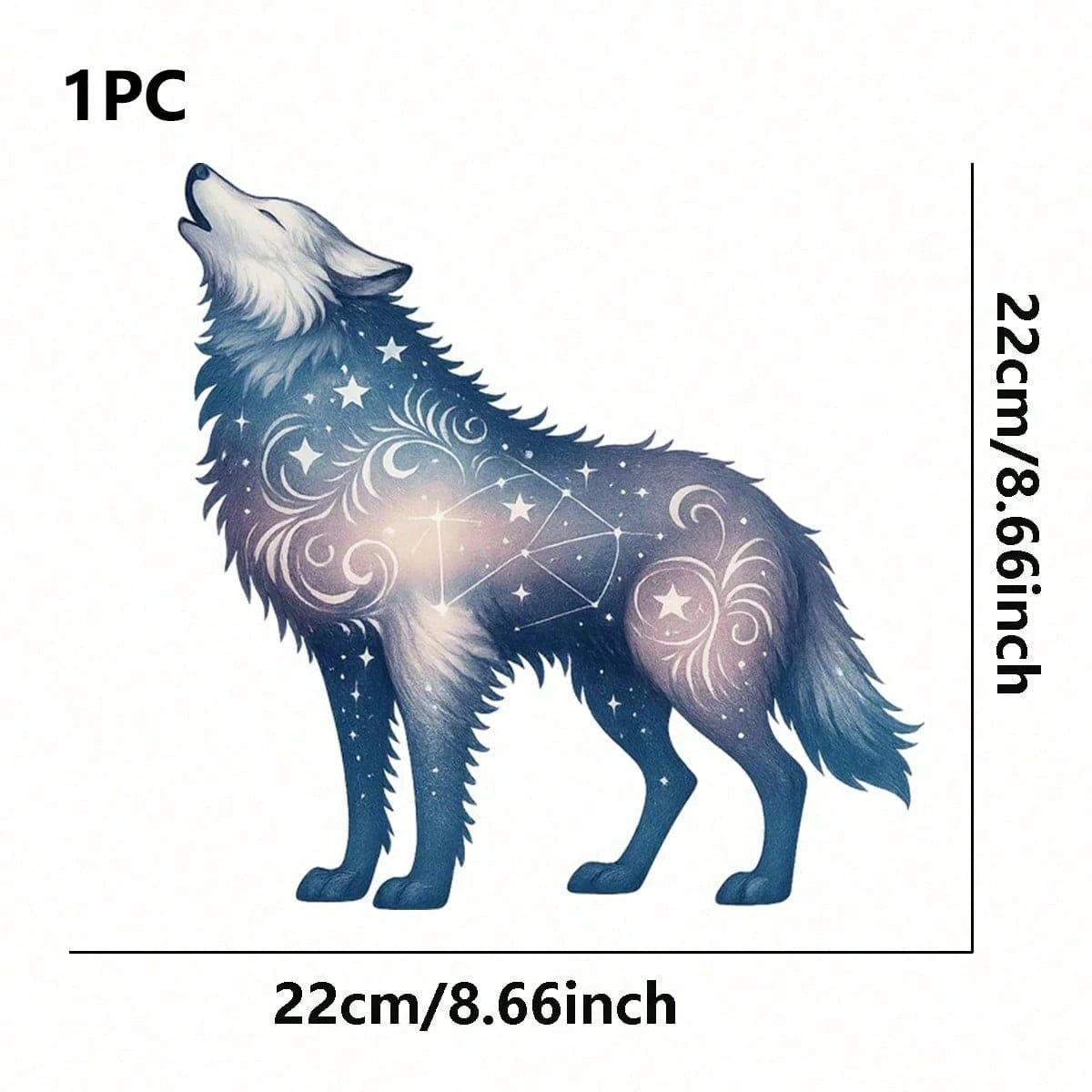 1pc/2pcs/3pcs Starry Wolf Pattern Heat Transfer Sticker DIY Iron-On Patch For T-Shirt Making, Pillow Decoration- Multi-Color Durable Washable Plastic Sticker, Suitable For Backpack, Cushion, Pants, S