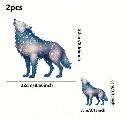 1pc/2pcs/3pcs Starry Wolf Pattern Heat Transfer Sticker DIY Iron-On Patch For T-Shirt Making, Pillow Decoration- Multi-Color Durable Washable Plastic Sticker, Suitable For Backpack, Cushion, Pants, S