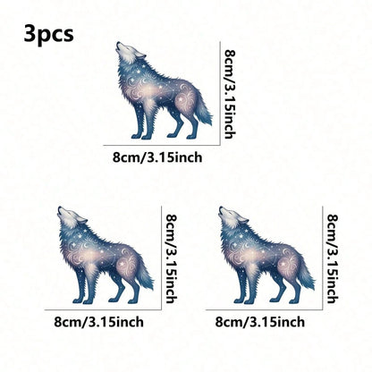 1pc/2pcs/3pcs Starry Wolf Pattern Heat Transfer Sticker DIY Iron-On Patch For T-Shirt Making, Pillow Decoration- Multi-Color Durable Washable Plastic Sticker, Suitable For Backpack, Cushion, Pants, S