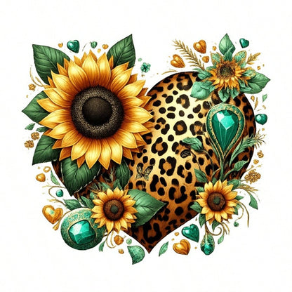 1pc/2pcs/3pcs Sunflower Leopard Print Heart Pattern Heat Transfer Stickers DIY Iron-On Patch For T-Shirt Making, Pillow Decoration- Multi-Color Durable Washable Plastic Stickers, Suitable For Backpac