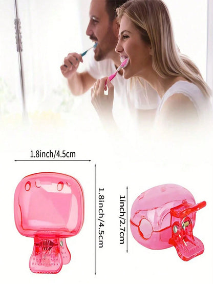 1pc/2pcs/5pcs Home Toothbrush Holder, Portable Travel Toothbrush Dust Cover Storage Box, Portable Toothbrush Head Protector Clip, Toothbrush Storage Clip Travel Essential Toothbrush Protective Case, H