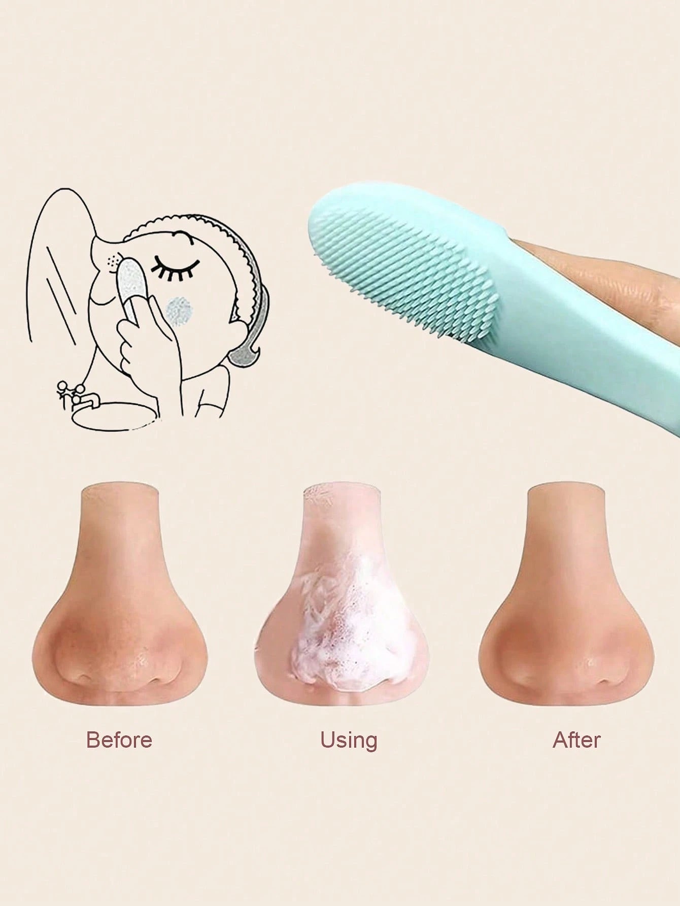 1pc/2pcs/5pcs Silicone Nose Pore Cleansing Brush, Portable Blackhead Remover Massager, Beauty Cleansing Tool