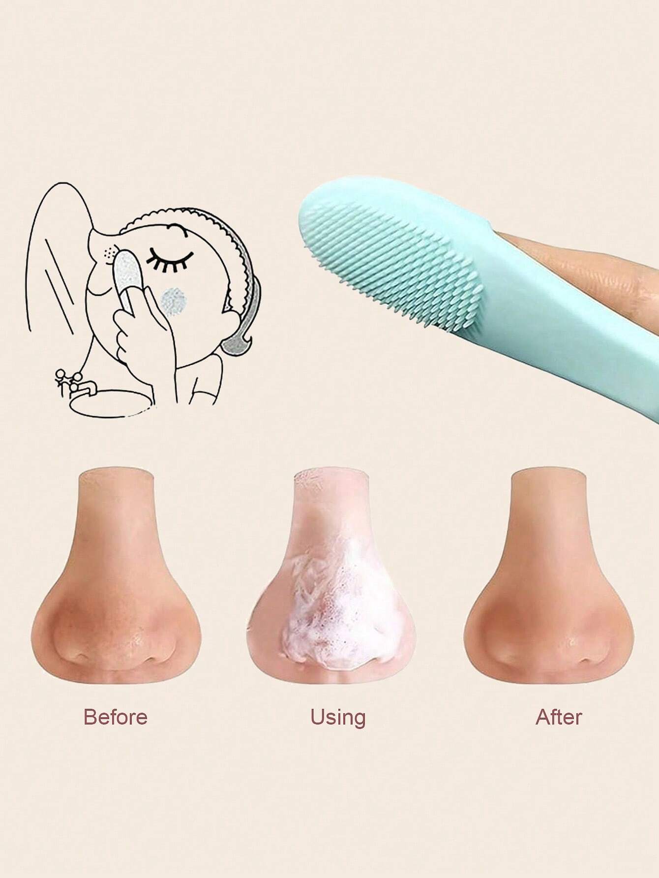 1pc/2pcs/5pcs Silicone Nose Pore Cleansing Brush, Portable Blackhead Remover Massager, Beauty Cleansing Tool